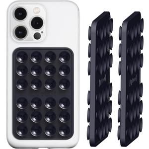 Anteel Double-Sided Silicone Suction Phone Case Mount, Enhanced Suction Cup Power and Thickened Grip for Selfies and Videos, Durable, Hands-Free Non Slip Accessories, 2.36"x3.66" (BLK&BLK)