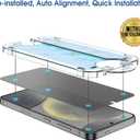 amFilm Auto-Alignment OneTouch for Samsung Galaxy S24 6.2'' Privacy Screen Protector + Camera Lens Protector, Tempered Glass, 30 Seconds Installation, Bubble Free, Privacy Protection 2+2 Pack