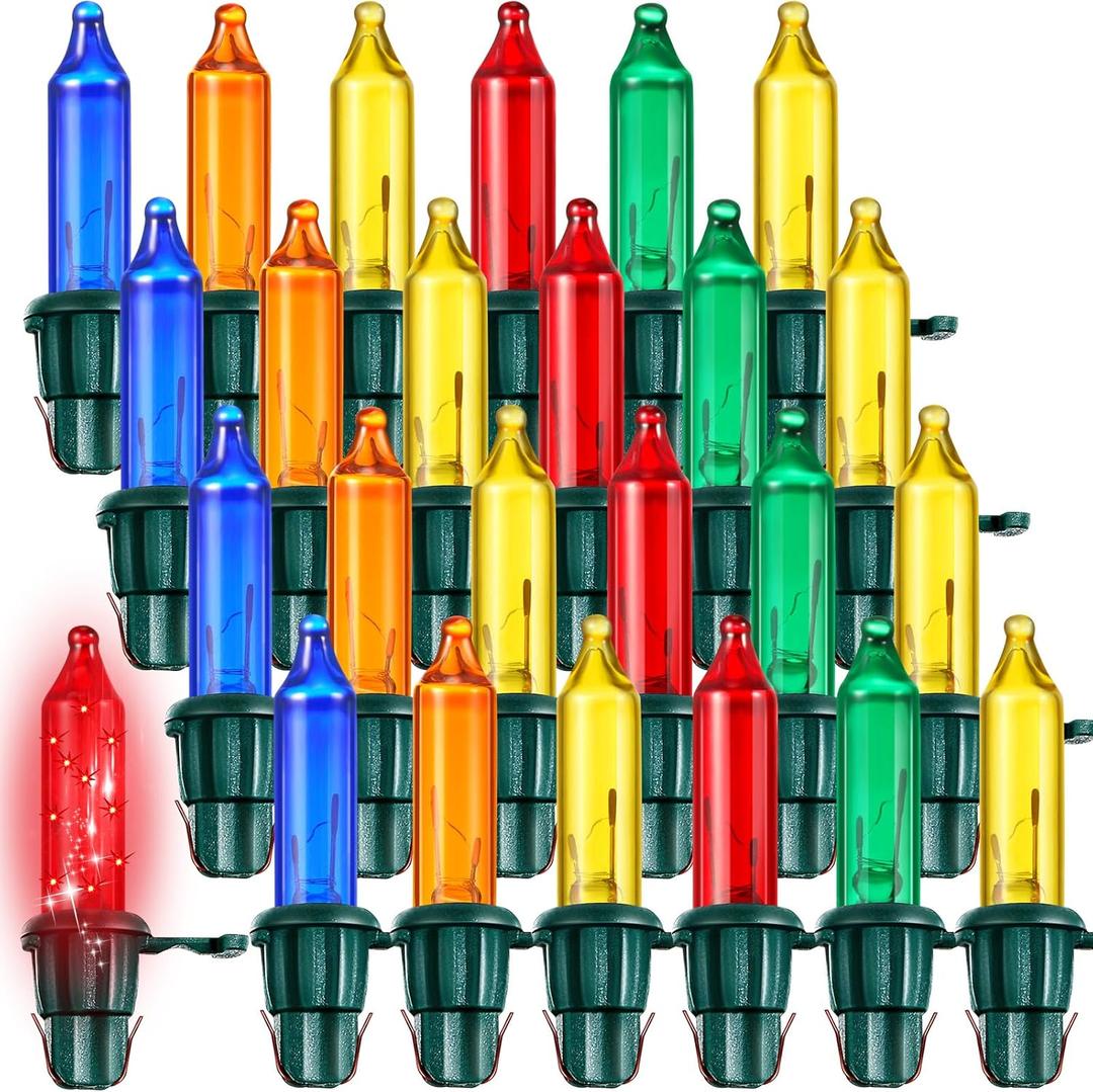 Mudder 120 Count Christmas Replacement Mini Light Bulbs with Green Base Christmas Tree Incandescent Wire String Lights Replacement Bulbs for Xmas Indoor Outdoor Decoration (Colorful, 2.5v X 0.1a)