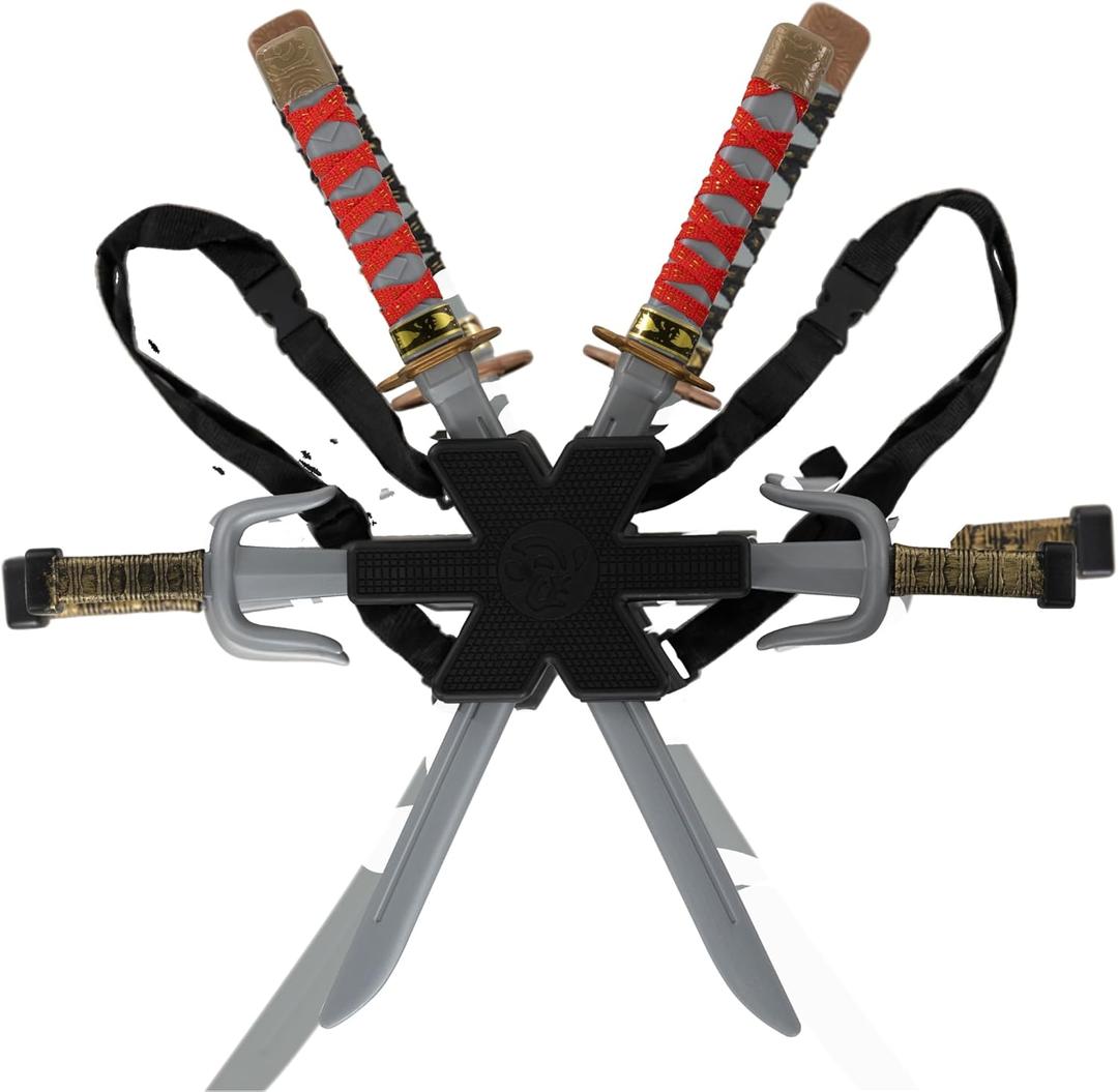 Morph BPA Free Ninja Swords Kids With Back Strap, Ninja Toy Sword For Kids, Toy Weapons For Halloween (Red)