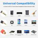 Duttek 1/4 to 3.5mm and RCA TRS Stereo Audio Cable, 2 in 1 6.35mm 1/4 Male to 3.5mm 1/8 Male and RCA Female Audio Cable for Speaker, Guitar or AV Receiver 1.65FT/50cm