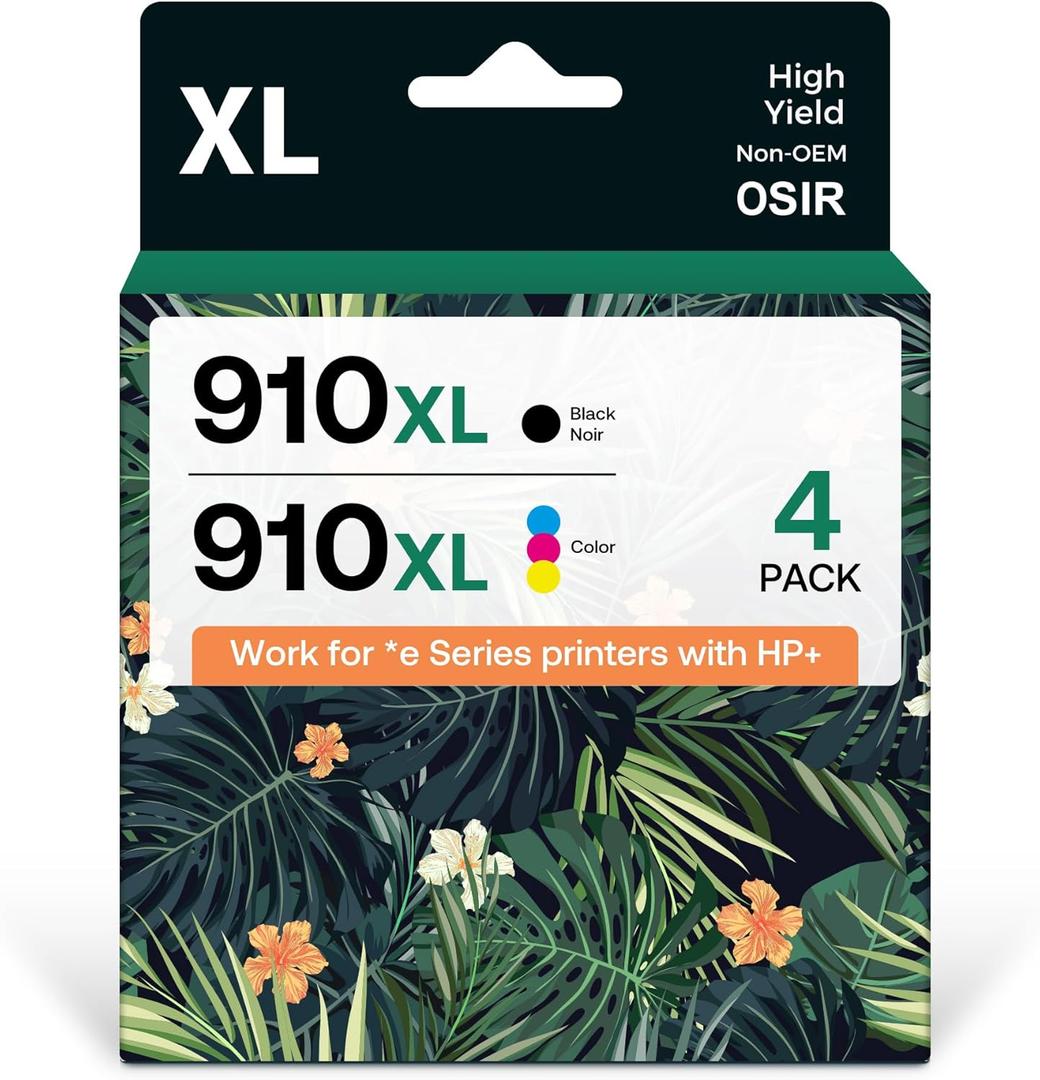 910XL Ink Cartridge Combo Pack Compatible for HP 910 Ink Work with *e Series Printers that Activated Hp+ Service for OfficeJet Pro 8012 8015e 8022 8022e 8025 8025e 8028 8028e 8035 Printers(4 Pack)