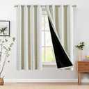 Jinchan 95% Blackout Boho Curtains 72 Inch Length for Bedroom Living Room Sage Green on Beige Geometric Printed Grommet Top Room Darkening Thermal Insulated Window Drapes 2 Panels