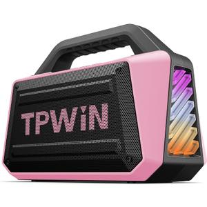 Wireless Bluetooth Speakers - Portable Speaker 80W Peak, 20H Playtime, Light Shows, Loud Speaker with Strong Bass, BT 5.3, TWS, IPX6 Waterproof for Home Travel Outdoor Beach Camping - Pink