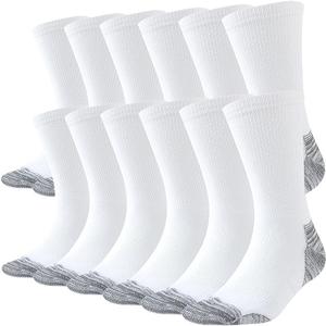 JOYNE 6 Pairs Mens Crew Cushion Socks Work Athletic Running Socks Casual Breathable Socks for Men, Sock Size: 10-13 (Large)
