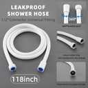 Shower Hose 118 Inches shower hose extra long for Handheld Shower Head Hose, Flexible PVC Shower h ose with Brass Insert and Integral Rubber Ring Sturdy & Anti-Leakage for Bathing Pet Bathing (White)