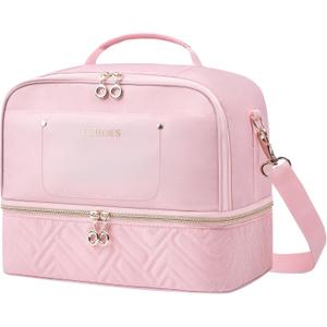 Leudes Nail Polish Organizer and Storage Holder 42 Bottles&Manicure Kit &Nail Lamp,Nail Stuff Bag Organizer Travel Case for Nail Tech Supplies Accessories Manicure Tools (Pink)