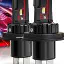 H4 Light Bulbs Super Bright Upgraded 900% 55000LM Brightness 6500K White H4/9003 Light Bulbs 1:1 Halogen Size Cooling Fan Plug and Play Fog Light Direct Fit Pack of 2