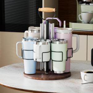 VERIFOST Water Bottle Organizer Compatible for Stanley 40 oz Tumbler with Handle, Rotatable Cup Holder Compatible for Stanley Cup with Straw Organizer, Height Adjustable Tumbler Storage Organizer