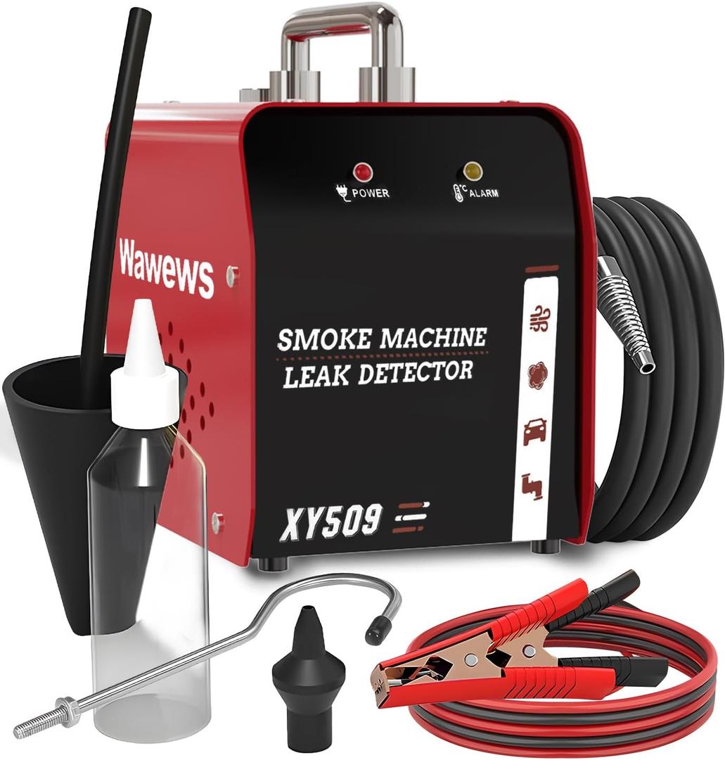 Automotive Smoke Machine Leak Detector, Evap Vacuum Smoke Diagnostic Tester with Built-in Air Compressor, Pipeline Fuel Leakage Detector Compatible with 12V DC Vehicles