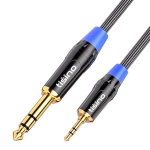 Tisino 1/8 to 1/4 Stereo Cable, 3.5mm to 1/4 Adapter Aux Cord Stereo Audio Cable for Guitar, Keyboard Piano, Laptop, Home Theater Devices, Speaker and Amplifiers,Nylon Braid-6ft