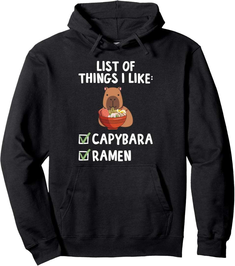 Things I Like Capybara Lover Capybara Girl Capybara Boy Pullover Hoodie (Black, S)