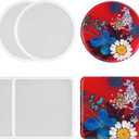 4 PCS Thickened Coaster Resin Molds, Coaster Silicone Molds for Epoxy Resin, Epoxy Resin Molds for DIY Resin Coasters Bowl mats, Candle Holders, Home Decoration