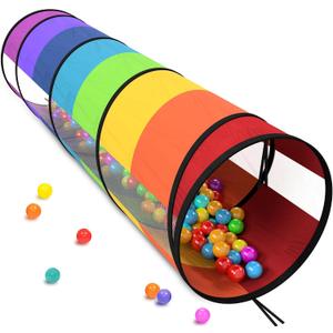 Extra-Large Play Tunnel for Toddlers 1-3 Years Pop-Up Baby Crawl Tube, Sensory Activity, Indoor & Outdoor Kids Toy, Collapsible for Easy Storage, Rainbow
