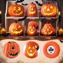 Woanger 24 Pcs Light up Halloween Pumpkin with Witch Hat LED Jack O Lantern