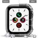 6 x Surace Compatible with Apple Watch Case 38mm for Apple Watch Series 6/5/4/3/2/1, Bling Cases with Over 200 Crystal Diamond Protective Cover Bumper for 38mm 40mm 42mm 44mm (38mm, Black)