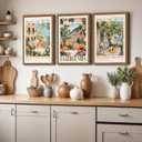 Italy Amalfi Coast Wall Art Decor Vintage Italian City Canvas Painting Tuscan Italy Travel Landscape Poster Mediterranean Pictures Lemon Prints Beach Artwork for Kitchen Bedroom 16x24 Inch Wood Framed