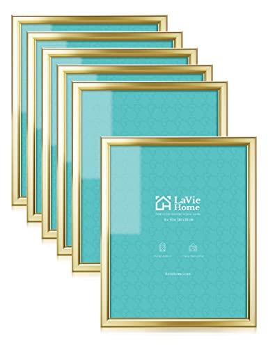 LaVie Home 8x10 Picture Frames (2 Pack, Gold) Simple Designed Photo Frame with High Definition Glass for Wall Mount & Table Top Display, Set of 2 Classic Collection