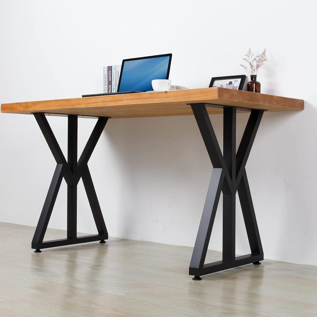 2 Pcs Industrial Metal Furniture Legs (H28 x W20) Rustic Decory Triangular Coffee Table Legs, Heavy Duty Metal Desk Legs, Dining Table Legs, DIY Cast Iron Bench Legs,Black