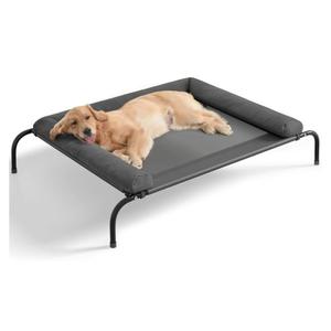 WESTERN HOME Cooling Elevated Dog Bed for Large Dogs, Portable Indoor & Outdoor Raised Dog Bed with Breathable Mesh, Chew Proof Pet Hammock Cots with Removable and Waterproof Bolsters