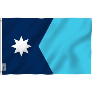 Anley Fly Breeze 3x5 Foot New Minnesota State Flag - Vivid Color and Fade proof - Canvas Header and Double Stitched - Minnesota MN Flags Polyester with Brass Grommets 3 X 5 Ft