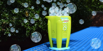 Maxx Bubbles Super Bubble Jet, Portable Automatic Bubble Machine for Kids, High Output Outdoor Fun Toy with Bubble Solution Included, Green