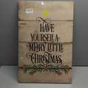 PHAMTE Have Yourself a Merry Little Christmas Wall Art, Christmas Canvas Wall Art,Farmhouse Rustic Christmas Winter Holly Print Framed Canvas Painting Wall Art Home Kids Living Room Decor 16x24 Inch