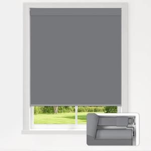 LazBlinds No Drill Blinds for Indoor Windows, Blackout Roller Shades, Cordless Window Blackout Blinds, Thermal Insulated Fabric UV Protection for Home and Office, 27" W x 48" H, Grey