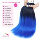 22inch Navy Blue Ombre Braiding Hair Pre Stretched 1B Blue Braiding Hair Extensions Hot Water Setting Styles 4pcs/pack (1B/Blue)