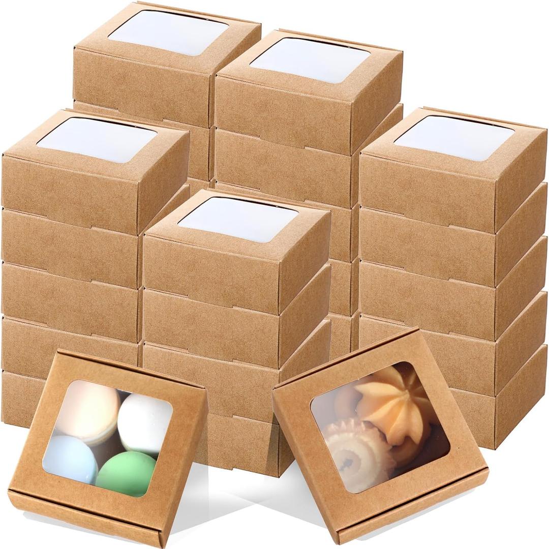 100 Pcs Soap Packaging Boxes with Window Mini Paper Boxes Bulk Treat Favor Boxes Rectangle Gift Soap Boxes for Homemade Soap Making Cookies Candy Preses
