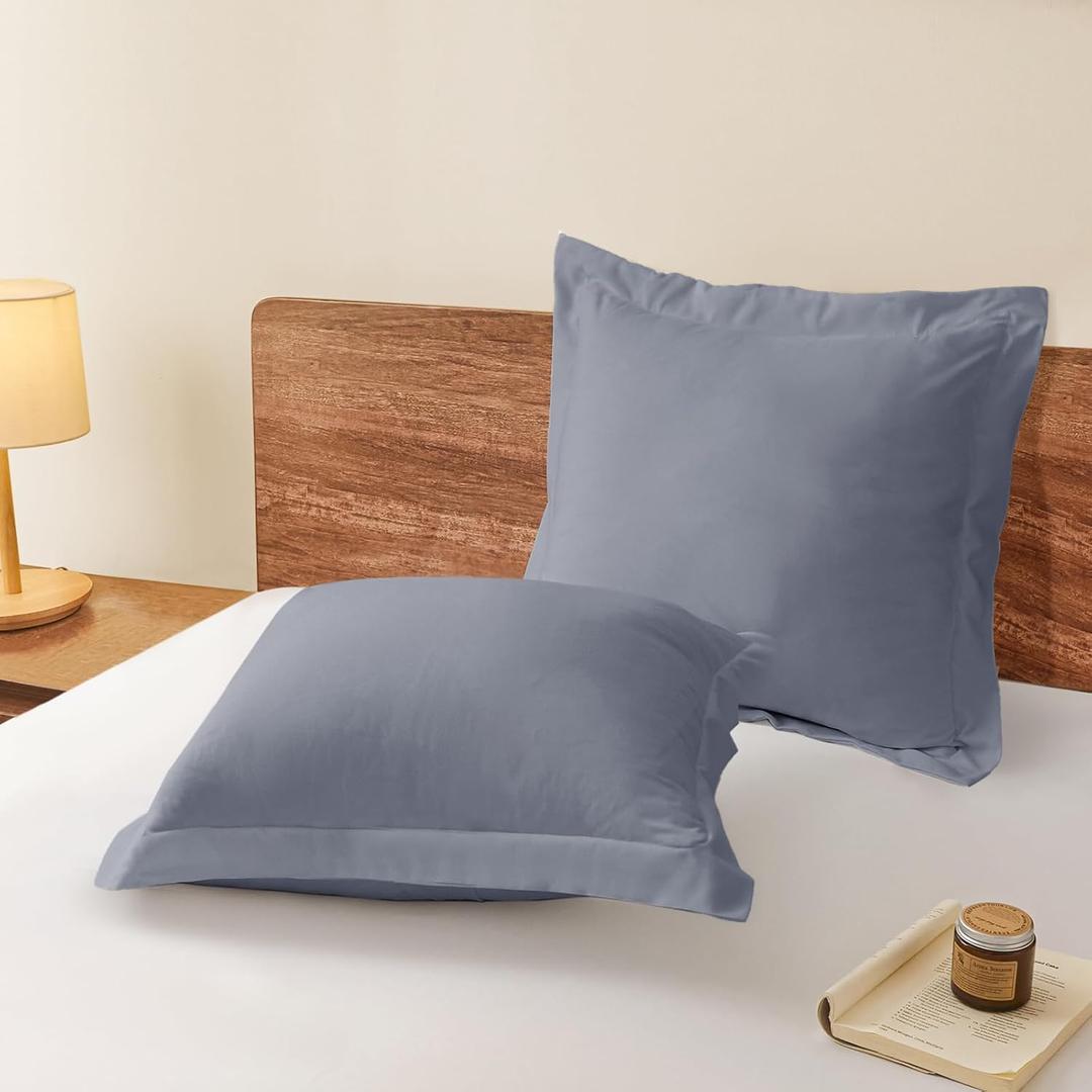 Euro Pillow Shams Set of 2 Light Grey Pillow Shams Soft Microfiber Pillow Covers with Envelope Closure, Fade, Wrinkle and Shrink Resistant Bed Pillow Cases, 26  26 Inches