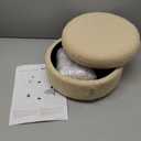 SONGMICS Storage Ottoman, Foot Stool, Round Ottoman with Padded Seat, Foot Rest with Wood Legs, Small Table, for Hallway, Living Room, 12.2 Inches, Teddy Fleece, Summer Sand ULOM515LF01