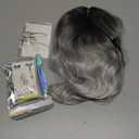 MINLEE Silver Gray Wig with Bangs for Women 14 Inch Short Bob Wavy Curly Wig Gray Hair Wigs Heat Resistant Synthetic Wigs