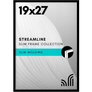 Americanflat 19x27 Poster Frame with Polished Plexiglass - Streamline Collection - Thin Border Picture Frame for Wall Display - Hanging Hardware Included - Black