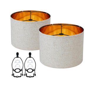 White Linen Decorative Large Lampshades Set Of 2 Fabric Shades,Drum 12 Inches For Table Lamp, Floor Lamp, Pendant Light,Floor Lamp,Farmhouse Lamp,Lamp Shade Harp Holder Included 