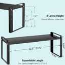 2 Pack Expandable Cabinet Organizer Shelves, 88lbs High Weight Capacity, Stackable Heavy-Duty Metal Storage Rack, Adjustable Cabinet Shelf for Kitchen, Pantry, Cupboard, Under Sink, Black