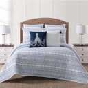 Reef White and Blue Cotton 3-Piece King Quilt Set, coastal Themed, for Men and Women, OEKO-TEX Certified Confidence