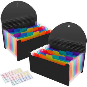 2 Pack 13 Pockets A6 Mini Coupon Organizer Wallet, Expandable Accordion File Organizer for Storage Receipt Cards Coupons Tickets - Black