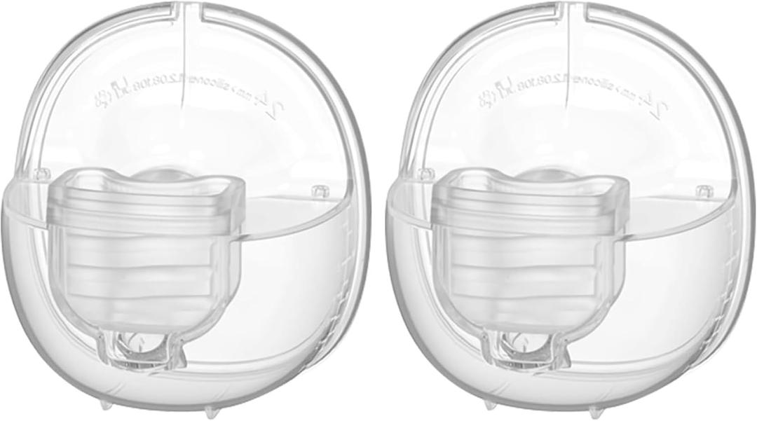 Wearable Breast Pump Accessories Replacement Parts Milk Collector Cup Flange 24mm Compatible with Mommed TSRETE S21/S19/S18 Pump, 2 Sets, Bonus Duckbill Valve&Silicone Diaphragm