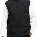 Men's Outerwear Vests Winter Vest Warm Water-Resistant Fleece Lined Mock-Neck Casual Outdoor Sleeveless Jacket (Black, M)