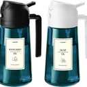 TrendPlain 16oz/470ml Blue Glass Olive Oil Sprayer for Cooking - 2 in 1 Olive Oil Dispenser for Kitchen Gadgets, Air Fryer, Salad, and BBQ - Black & White