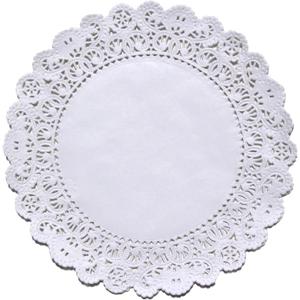 Regency Wraps Paper Lace Doilies, 10 Round Pack of 25 for Decorative Table Display of Cakes, Desserts, Appetizers for Weddings and Parties, White