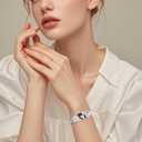 Silver Thin Cuff Bracelet Vintage Hammered Texture Style Statement Open Bangle Chunky Bracelets for Women
