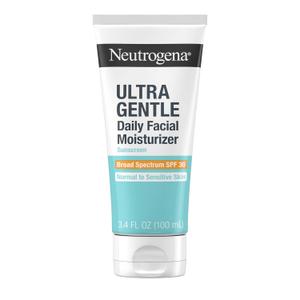 Neutrogena Ultra Gentle Daily Facial Moisturizer with SPF 30 Sunscreen with CICA, Lightweight Face Lotion with Broad Spectrum SPF 30 for Normal to Sensitive Skin, Fragrance-Free, 3.4 fl. oz