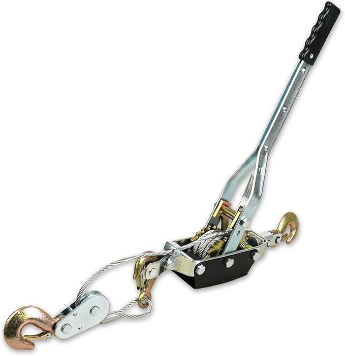 LLCC Come Along Winch, 5-Ton (10,000 Lbs) Pulling Capacity, Heavy Duty Cable Winch Puller with 10Ft Steel Cable, 3 Hooks & Dual Gear, Automotive Hoist & Vehicle Recovery Come Along Tool