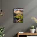 Mountain Sunset Lake Wall Decor: Landscape Picture Sunrise Grass Artwork Stair Painting for Bedroom House 16x12 Inch