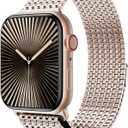 LULULOOK Milanese Mesh Loop Compatible with Apple Watch Band 49/46/45/44/42/41/40/38mm for Men Women, Stainless Steel Magnetic Buckle Strap for iWatch Ultra 3/2 Ultra Series 11 10 9 8 7 6 SE 5 4 3 (Champagne Gold)