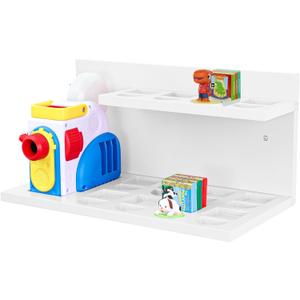 PHOENANCEE Floating Shelves for Little Tikes Story Dream Machine,Wall Shelf for Little Tikes Projector Books Audio Play Character Storage Tray Organizer for Toddlers and Kids Girls Boys, Pine (White), 2 Tier