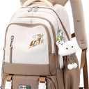 Girls Boys Rolling Backpack, Elementary Middle School Kids Bookbag Roller Backpack for Boys Girls with 6 Wheels, Khaki