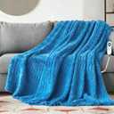 Heated Blanket Flannel Throw Blanket, 50"*60" Electric Heating Blanket with ETL & FCC & 12 Heating Levels & Auto Shut OffMachine Washable Blue